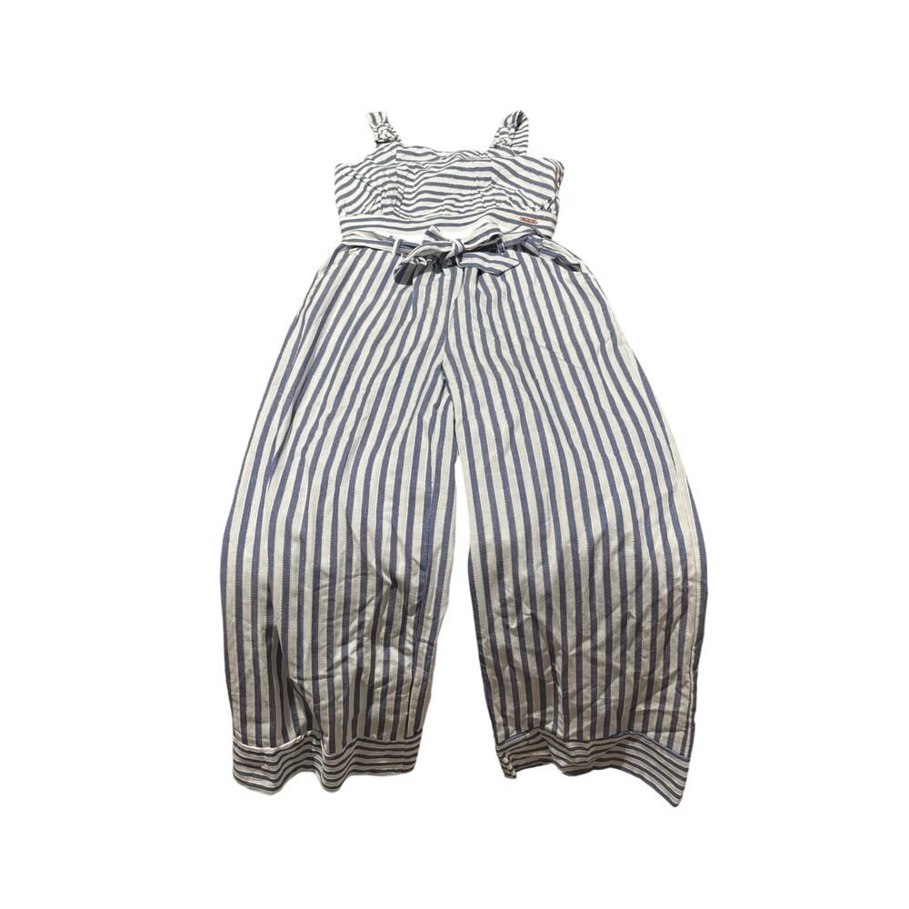 Tahari 8 blue white metalic stripe palazzo pants tank matching set stripe nwot